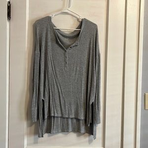 American Eagle Soft & Sexy Rib Long Sleeve Lounge Shirt Gray Size XS